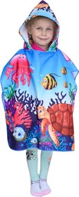 Poncho pentru copii TURTLE AND FISH albastru 60 x 90 cm Dimensiune: 60 x 90 cm