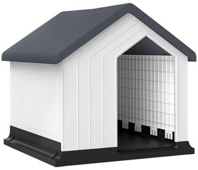 PawHut Niche pentru câine pentru exterior, adăpost impermeabil cu fereastră, din plastic, 62lungime x 61Lățime x 60Înălțime cm, gri | Aosom Romania