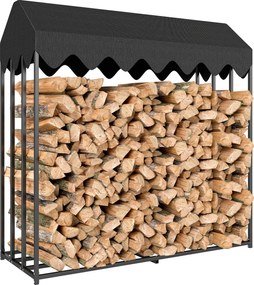 Outsunny Suport lemne exterior, raft pentru lemne cu husă de protecție 600D Oxford capacitate 1,9 m³, oțel 186x70x185cm negru | Aosom Romania