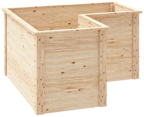 Outsunny Jardinière în formă de L, pat de grădină ridicat, ghiveci de flori cu fund deschis, din lemn 120 x 120 x 62 cm, lemn natural | Aosom Romania