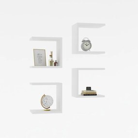 Set 4 etajere de perete Peravia din PAL melaminat, alb, 30x19.6x30 cm