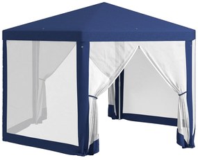 Outsunny Tonnelle de grădină hexagonală 3 x 3,4 m, cort de recepție cu pereți laterali din plasă, 2 uși pentru camping albastru | Aosom Romania