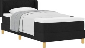 vidaXL Pat cu arcuri cu saltea cu headboard Negru 200 x 90 cm țesătură