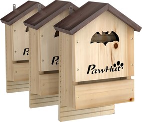PawHut Set de 3 Căsuțe pentru Lilieci din Lemn de Brad, Adăpost pentru Lilieci pentru Grădină și Exterior, Ușor de Montat, 21.5x11.5x34 cm | Aosom Romania