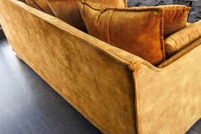Canapea confortabila Heaven 205cm, catifea galben mustar A-40831 VC