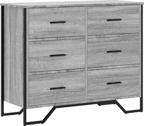 vidaXL Comodă cu sertare, gri sonoma 91x35,5x74,5 cm lemn prelucrat