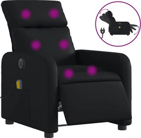 vidaXL Fotoliu electric de masaj rabatabil, negru, piele ecologică