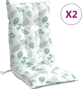 vidaXL Perne de scaun spătar înalt, 2 buc, model frunze, textil Oxford