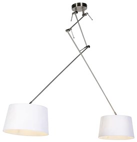 Lampă suspendată cu nuanțe de in alb 35 cm - oțel Blitz II