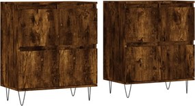 vidaXL Servante, 2 buc., stejar afumat, lemn prelucrat