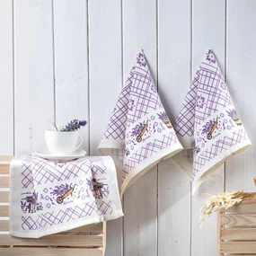 Set prosoape bucătărie vafelă LAVANDĂ 40 x 60 cm 3 buc