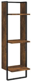 836305 vidaXL Raft cu 3 niveluri stejar fumuriu, 30x25x100 cm, lemn prelucrat