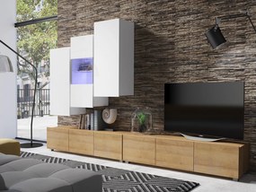 Mobilier living Calabria C17 (Alb + Stejar auriu) (fără iluminat). 1051663