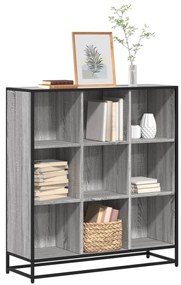 vidaXL Bibliotecă, gri sonoma, 97,5x33x107,5 cm, lemn prelucrat/metal