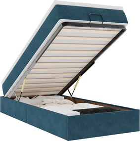 vidaXL Cadru de pat otoman cu saltea Albastru închis 80x200cm catifea