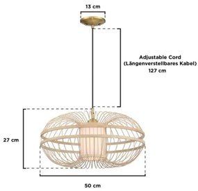 Lustră pe cablu Westinghouse 61255 TULCEA 1xE27/60W/230V bambus