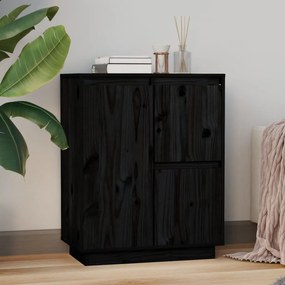 813394 vidaXL Servantă, negru, 60x34x75 cm, lemn masiv de pin