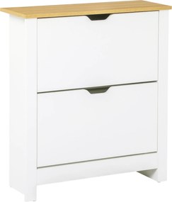 HOMCOM Dulap Hol, Capacitate 12 Perechi Max, dulap pantofi cu 2 Rafturi Reglabile și Detașabile, 72x26x80 cm, Alb | Aosom Romania