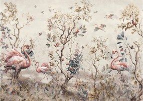 Tablou pe sticlă - Desen de flamingo (70x50 cm)