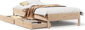 vidaXL Cadru de pat fără saltea, 75x190 cm, lemn masiv de pin
