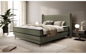 Pat matrimonial 140 cm Dalmo 140 (cu somieră) (cu sp. depozitare) (verde + negru). 1099665