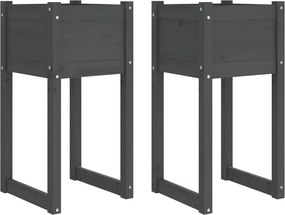 vidaXL Jardiniere, 2 buc., gri, 40x40x81 cm, lemn masiv de pin