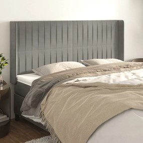 vidaXL Tăblie de pat cu aripioare gri deschis 163x16x118/128cm catifea