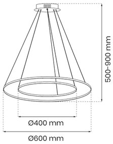 Lustră LED pe cablu HOOP LED/51W/230V d. 60 cm 4000K auriu
