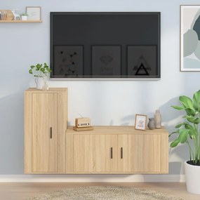 3188489 vidaXL Set dulap TV, 2 piese, stejar sonoma, lemn prelucrat