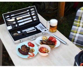 Trusă cu ustensile din oțel inoxidabil pentru grătar 18 buc.