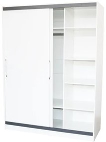Dulap Verona cu usi culisante, 154x205x60 cm, Alb cu Gri