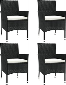 vidaXL Scaune de grădină cu perne, 4 buc., poliratan negru (doar UK/IE/FI/NO)