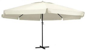 Umbrelă de soare cu stâlp aluminiu, alb nisipiu, 600 cm