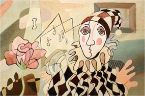 Tablou - Cubismul - arlechin și trandafir (90x60 cm)