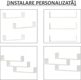 HOMCOM Set di 3 Rafturi de Perete pentru Obiecte, Rafturi de Perete din Lemn, 80x18x18 cm, Alb | Aosom Romania