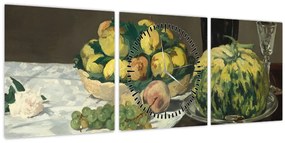 Tablou - Edouard Manet, Still Life with Melon and Peaches, reproducere (cu ceas) (90x30 cm)