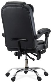 Scaun de birou cu masaj în 7 puncte din piele ecologică cu suport pentru picioare OFF 418M negru