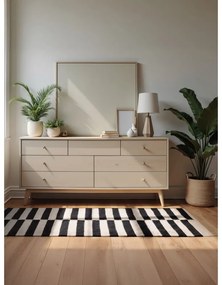 Covor negru-alb reversibil/țesut manual din lână 80x150 cm Donna – Hanse Home