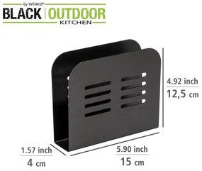 Suport pentru șervețele Wenko Black Outdoor Kitchen Baco, negru