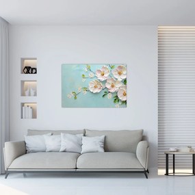 Tablou - Flori pe fundal albastru (90x60 cm)