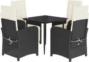 vidaXL Set mobilier de grădină cu perne, 5 piese, negru, poliratan