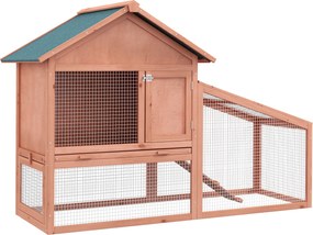 PawHut Iepurieră de Exterior din Lemn Cușcă pentru Iepuri Două Etaje cu Acoperiș Ușă și Fereastră Tavă Detașabilă și Lavabilă Mare Confort Spațiu Generos 144x64.5x100cm | Aosom Romania