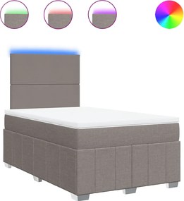 vidaXL Pat box spring cu saltea, taupe, 120x190 cm material textil