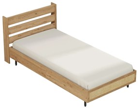 Pat de o persoană 100 cm Otto 13 (fără somieră) (nuc + stejar + negru). 1106431