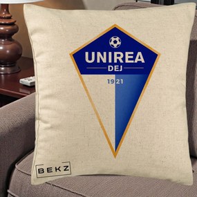 Perna Personalizata Unirea Dej 1921 Fotbal, 40x40 cm, Bej, Husa Detasabila, Perna Inclusa, BEKZ®