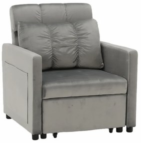 Fotoliu extensibil, catifea Velvet Gri deschis, IGriM