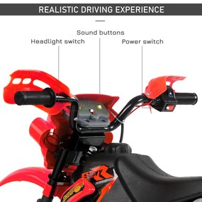 Moto Cross Electric pentru Copii cu Role din PP și fier, 102×53×66cm Roșu HOMCOM | Aosom RO