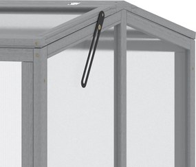 Outsunny Seră tip cutie pentru răsaduri, pat pentru plante cu capac din lemn și policarbonat, rezistent la intemperii, Gri deschis 90 x 80 x 58 cm | Aosom Romania