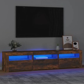 3152759 vidaXL Comodă TV cu lumini LED, stejar fumuriu, 180x35x40 cm