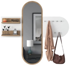 Mobilier hol Pixie 3 (alb + nuc) (cu oglindă). 1073322